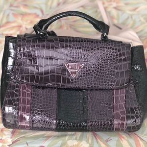 Guess Satchel Bag Like New Plum with Silver Tone